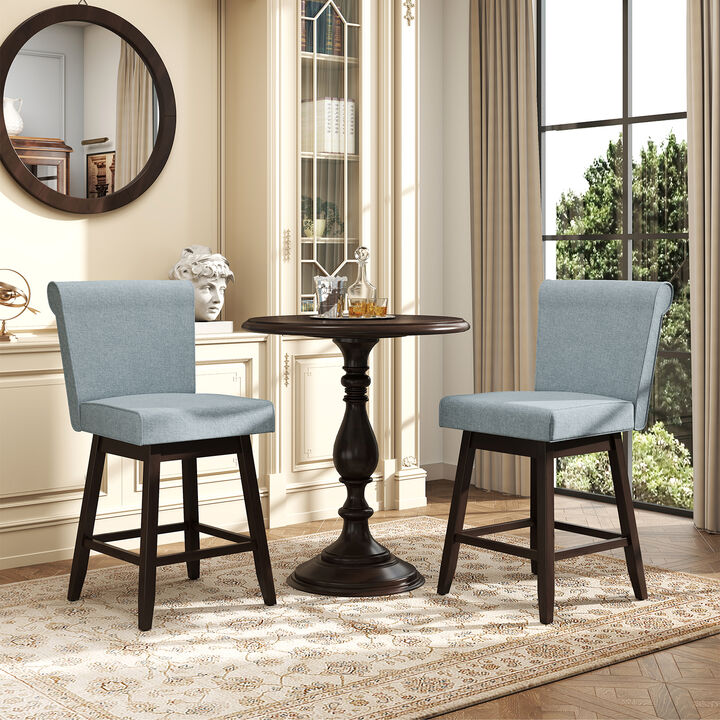 Counter Height Bar Stools Set of 2 with Solid Rubber Wood Legs