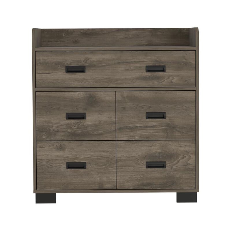 DEPOT E-SHOP Neptune Dresser, One Ample Drawer, Four Drawers, Four Legs, Countertop, Dark Brown, For Bedroom