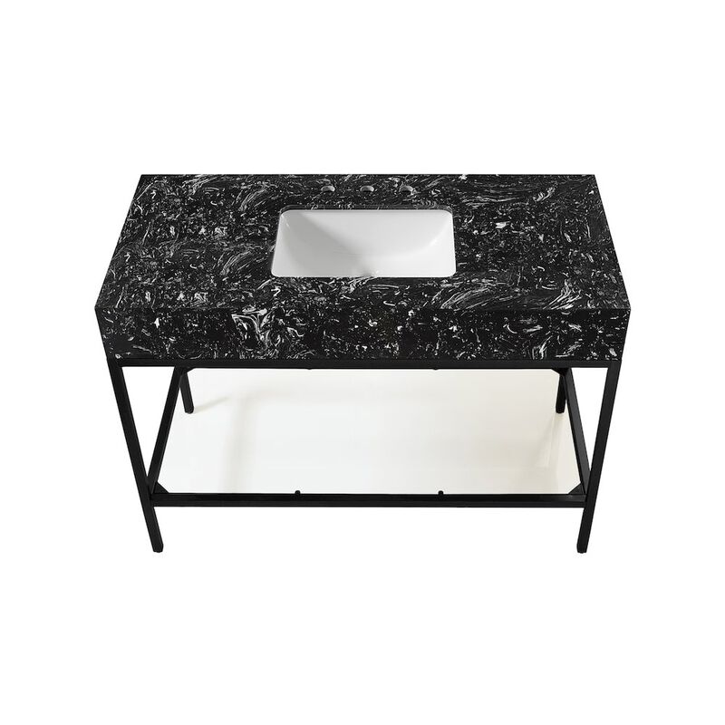 Meridian Furniture Marmo Black Engineered Marble Bathroom Vanity
