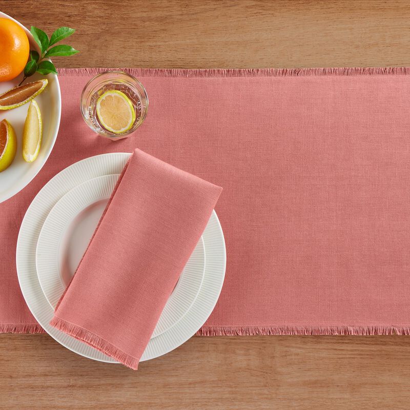 Solino Home Fringe 100% Linen Table Runner &ndash; Handcrafted, Machine Washable, Perfect for Holiday and Everyday Dining