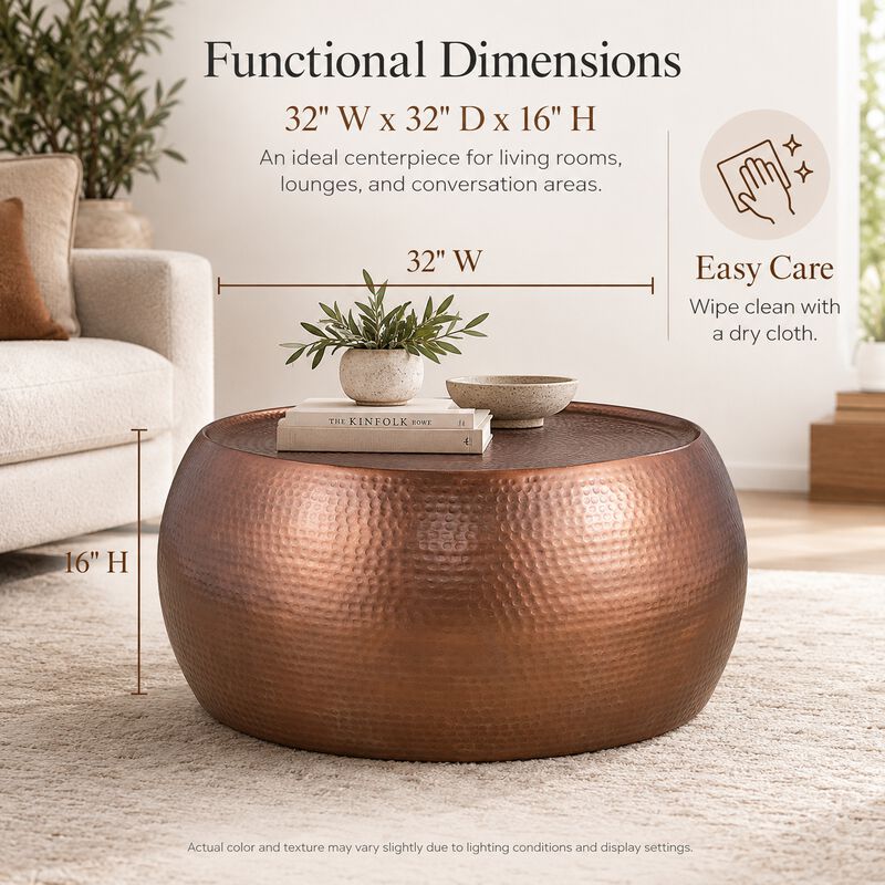 Jorevyn Gold Hammered Coffee Table image number 5