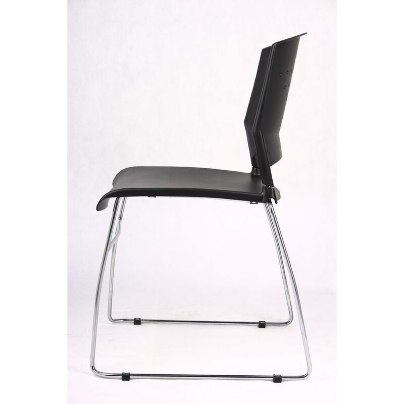 Anu Stack Chair Set of 4, Sculpted Black Polypropylene, Chrome Sled Base image number 6