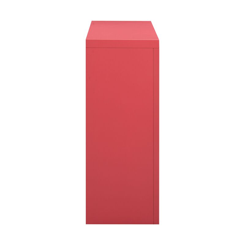 Suzie Coral Pink & Rattan Console Table