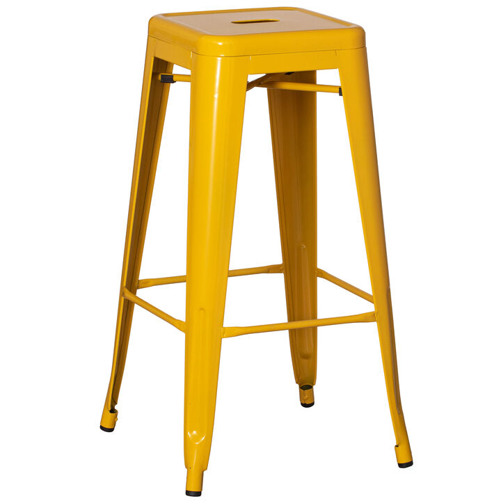 30-inch Backless Metal Bar Stool Stackable Heavy-Duty Counter-Height Chair for Home Bars Patios Kitchen Islands Cafes Restaurants Bistros and Dining Areas for Indoor & Outdoor Use, Yellow