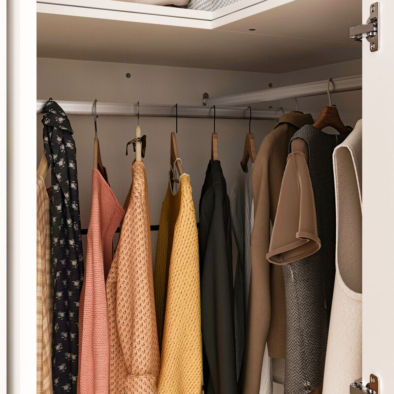 FUFU&GAGA L-Shaped Corner Wardrobe Combination with Large Storage Space, Adjustable Shelves, Hanging Rods, (98.4 in. W x 19.7 in. D x 94.5 in. H), White