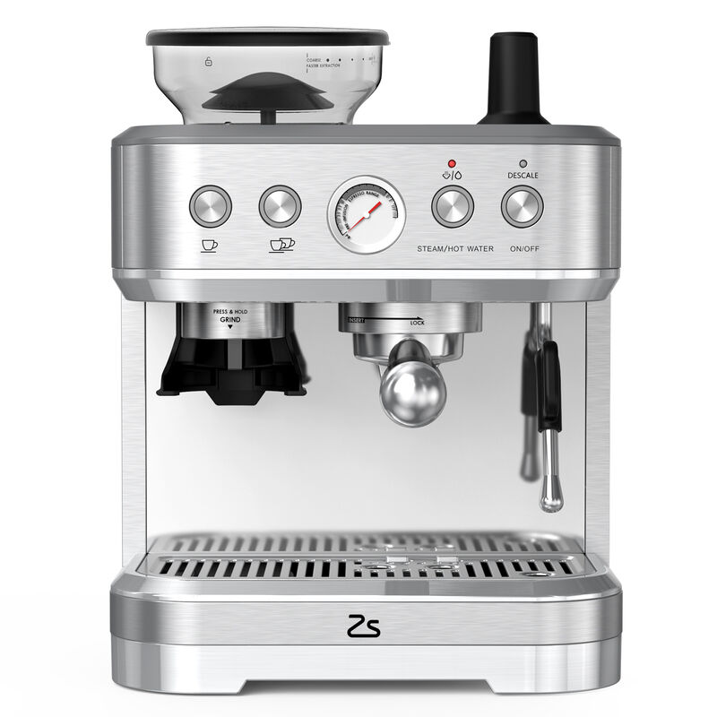 15Bar Bean-to-Cup Espresso Machine: Built-in Grinder & Frother, Stainless Steel Silver &ndash; Fresh Coffee & Espresso for Home image number 0