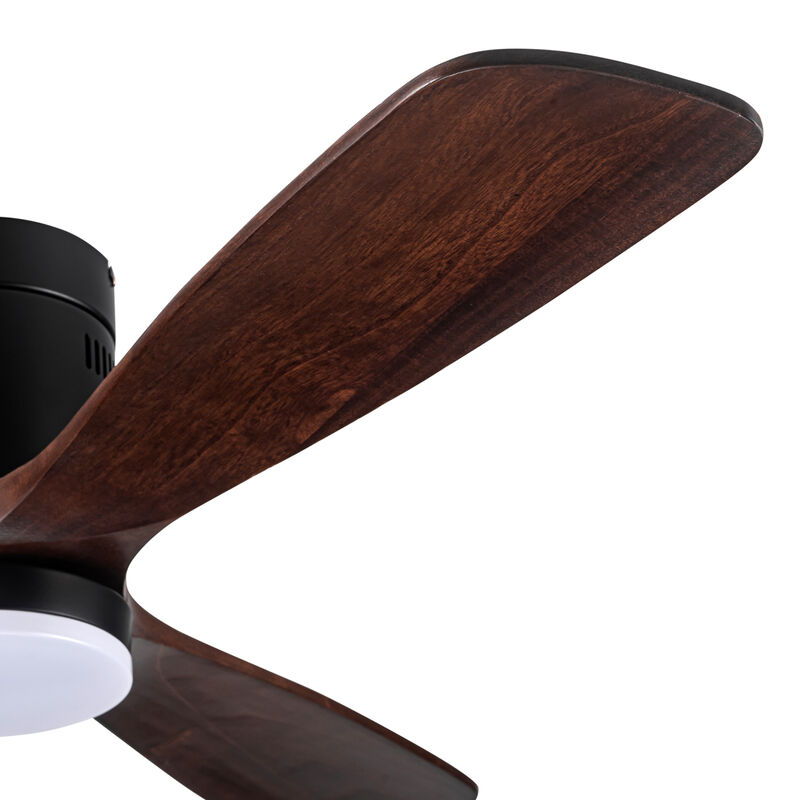 Semi Flush Ceiling Fan with Integrated LED Light in Solid Wood Blade image number 5