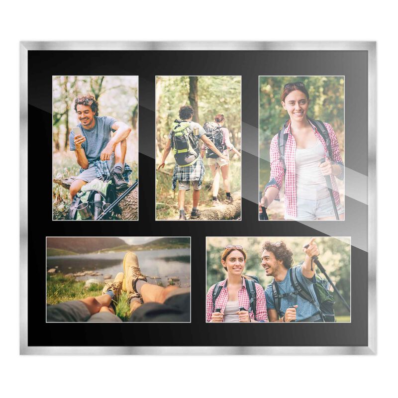 12x14 Wood Collage Frame with a Black Mat for 4x6 Pictures