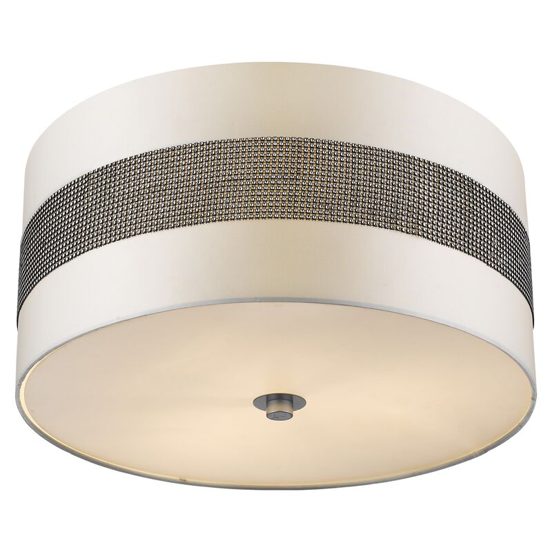 Hivvago Harmony 3-Light Metallic Silver Pendant With Crystal Studded Platinum Sheen Shade