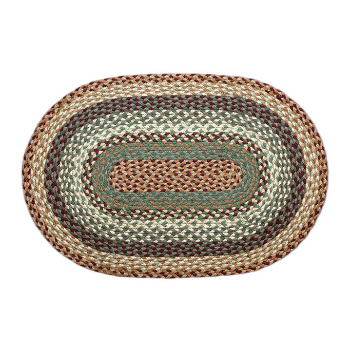 Earth Rugs C-413 Buttermilk Cranberry Oval Braided Rug 20 X 30
