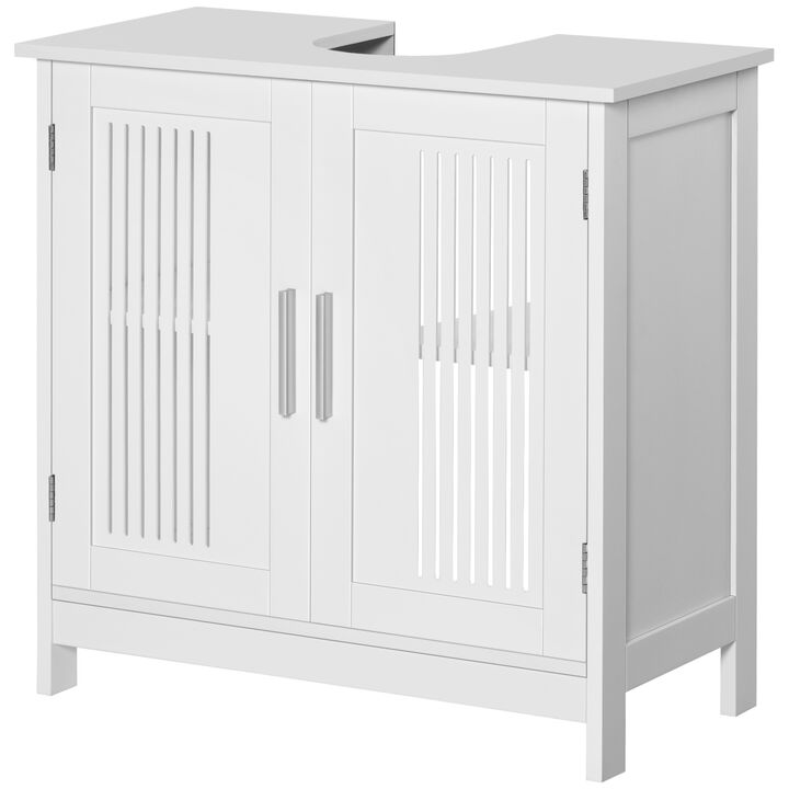 Bathroom Under Sink Cabinet Vanity Unit w/ Adjustable Storage Shelves, White