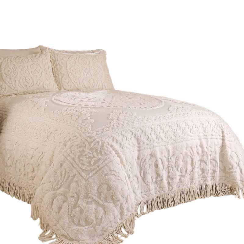 Cotton Chenille Bedspread with 2 Standard size Pillow Shams