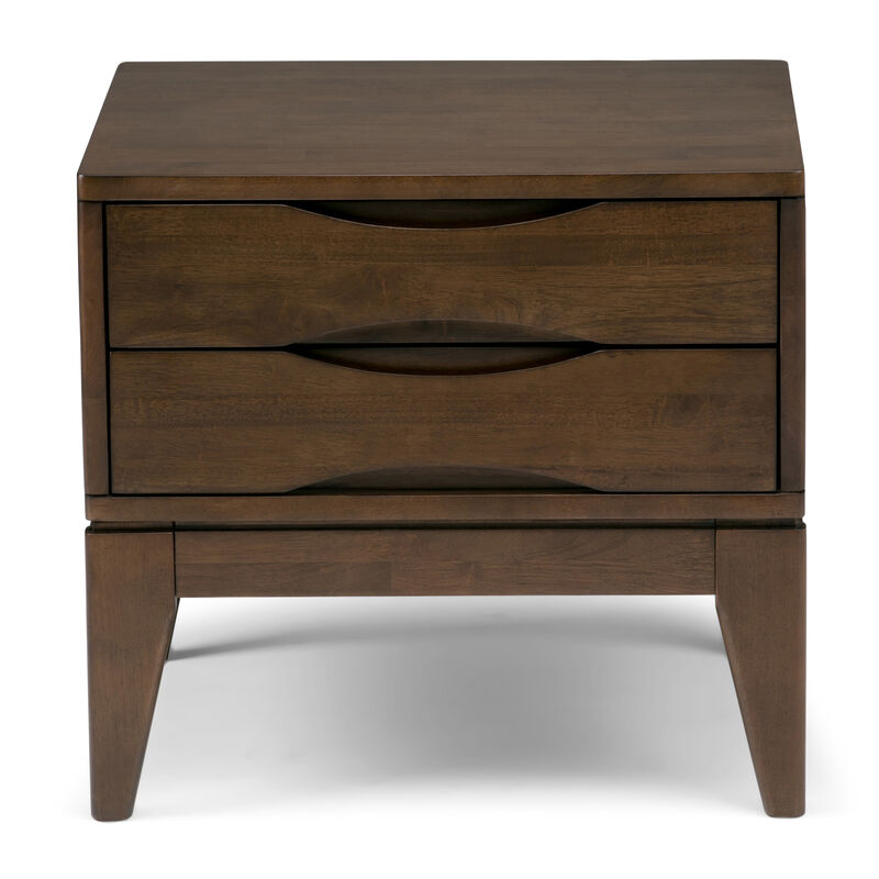 Harper SOLID HARDWOOD 22 inch Wide Square Mid Century Modern End Side Table in Walnut Brown
