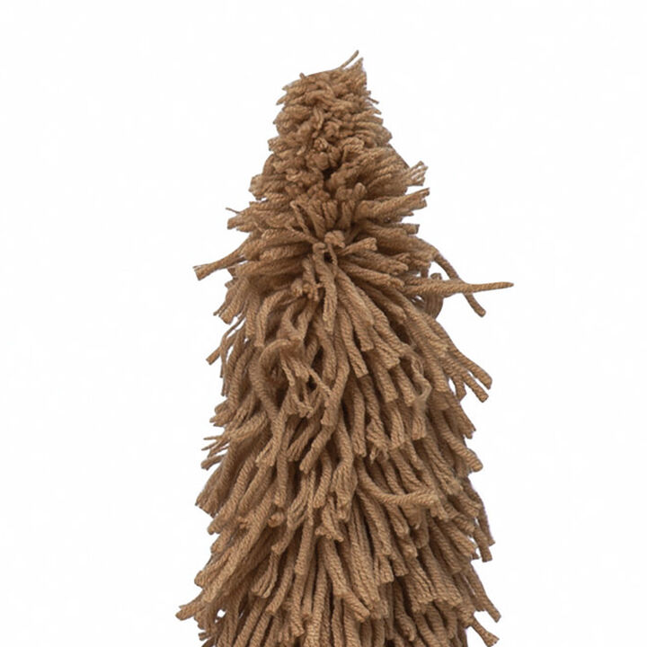 Fabric Yarn Tree with Wood Block Base, Tan