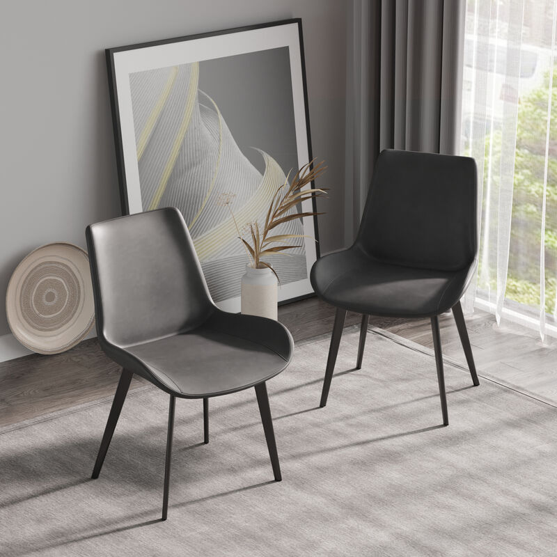 Streamdale Grey Dining Chair with Black Metal Legs (4-pack) image number 2