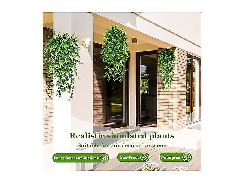 8 Pack Artificial Hanging Plants Fake Greenery Lvy Vine Wall Garden Indoor Decor image number 1