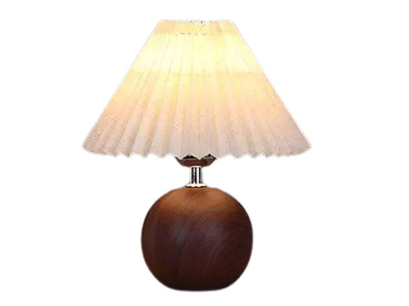 Table Lamp &ndash; Ceramic Pleated Bedside Light with Switch & E26 LED Bulb, Small Space image number 0