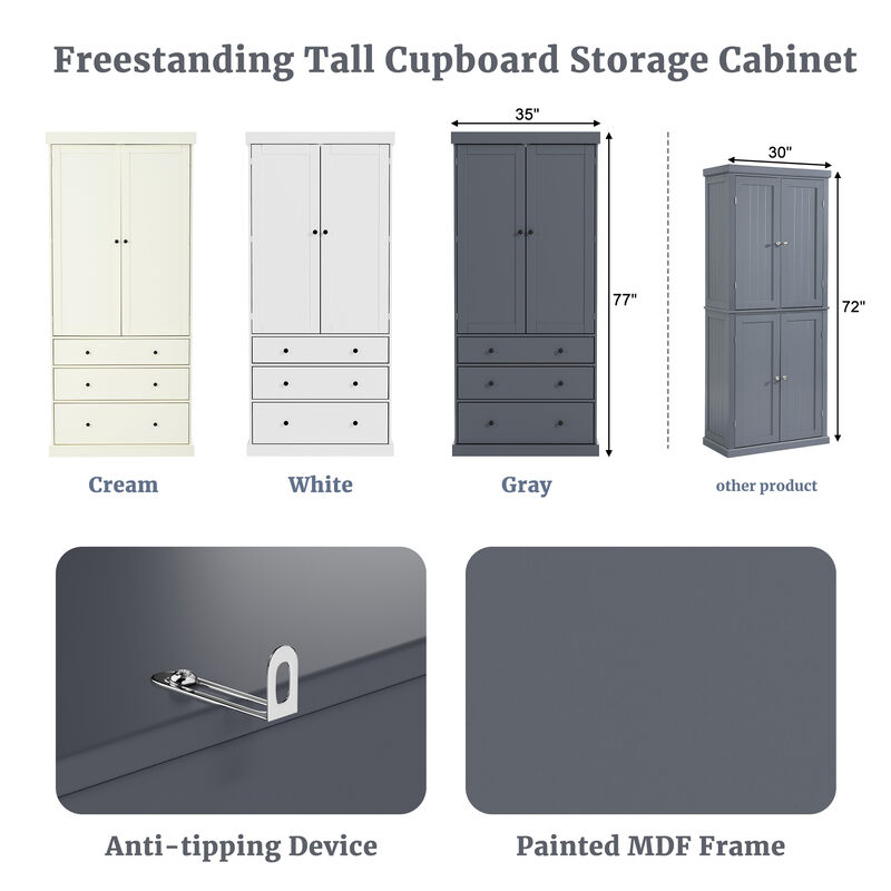 Merax Freestanding Tall Cupboard Storage Cabinet