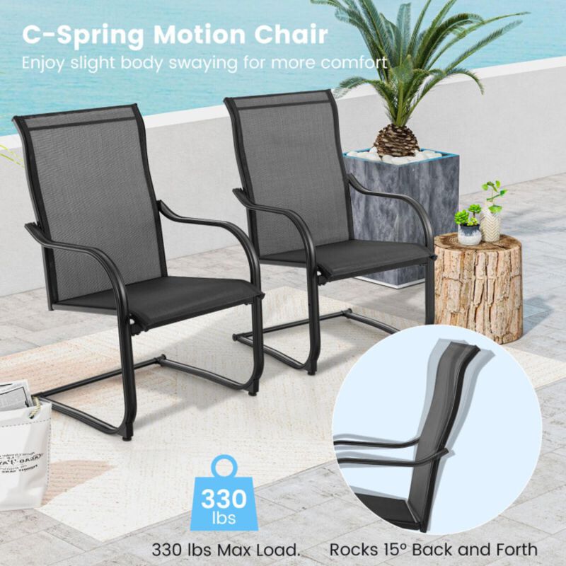 Hivvago 2 Pieces C-Spring Motion Patio Dining Chairs with Breathable Fabric