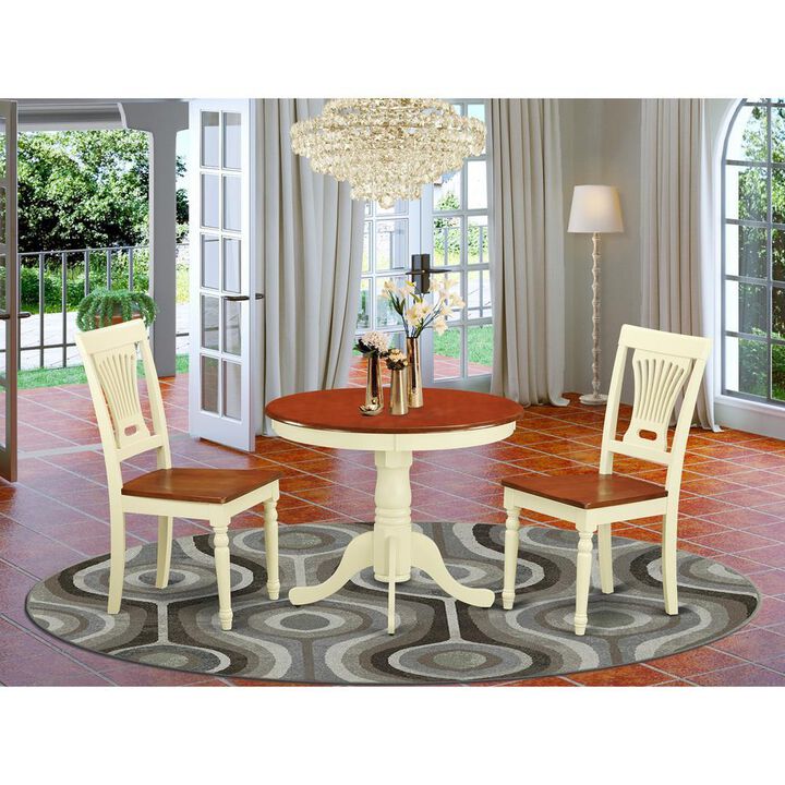 3 PC Kitchen nook Dining set-round Table plus 2 Dining Chairs