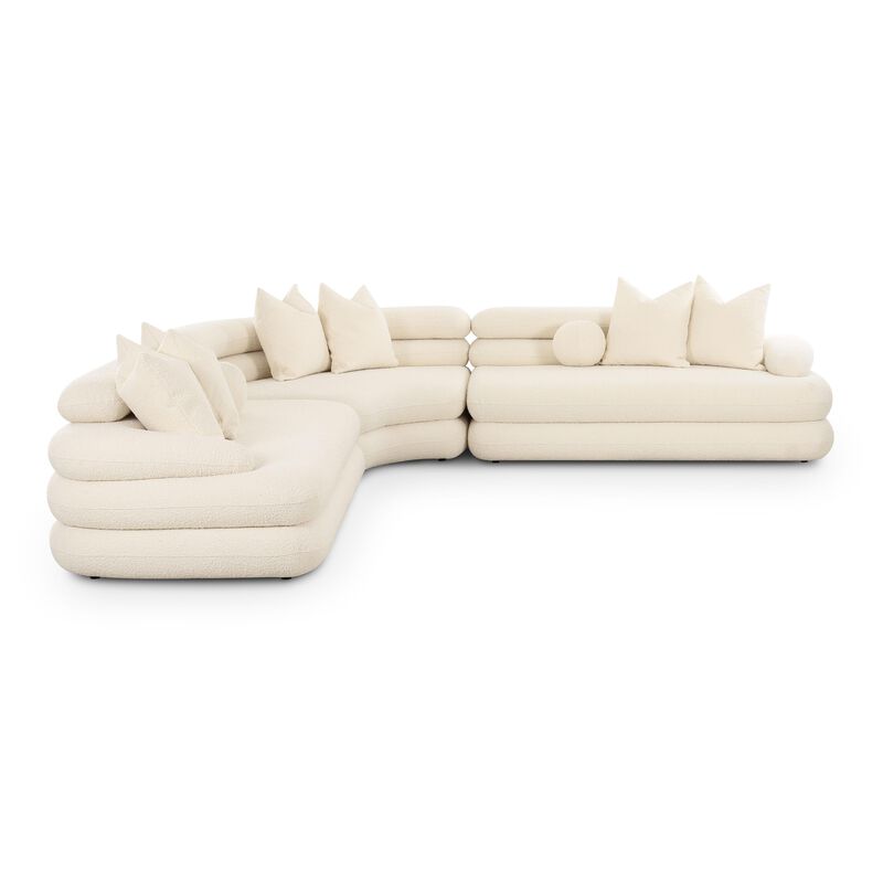 Lulu Cream Boucle Modular Curved Sectional image number 0