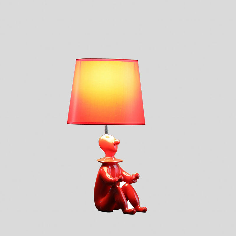 Hivvago 21" Red Bedside Table Lamp With Red Empire Shade