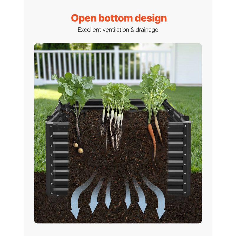 Large Outdoor Raised Garden Bed Planter Box for Vegetables and Flowers-Dark Grey image number 3