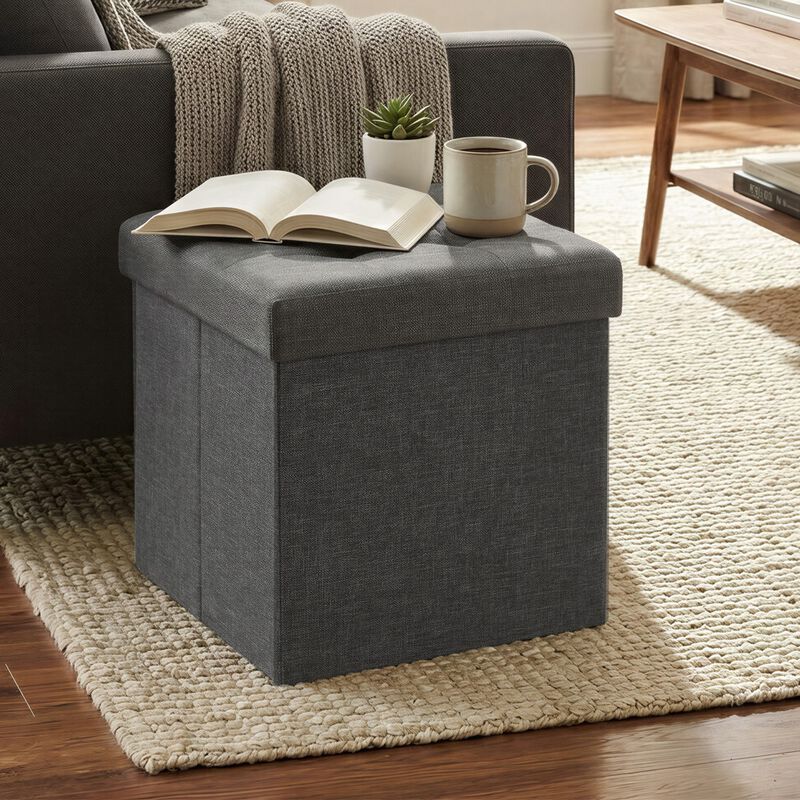 Folding Ottoman Bench with Storage Footrest for Bedroom Living Room image number 6