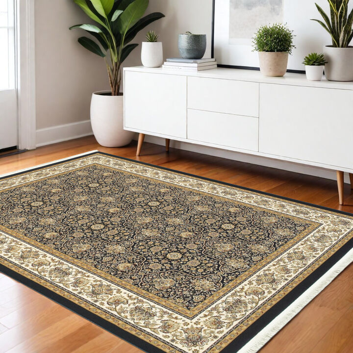 HomeRoots Oriental Runner Rug With Fringe