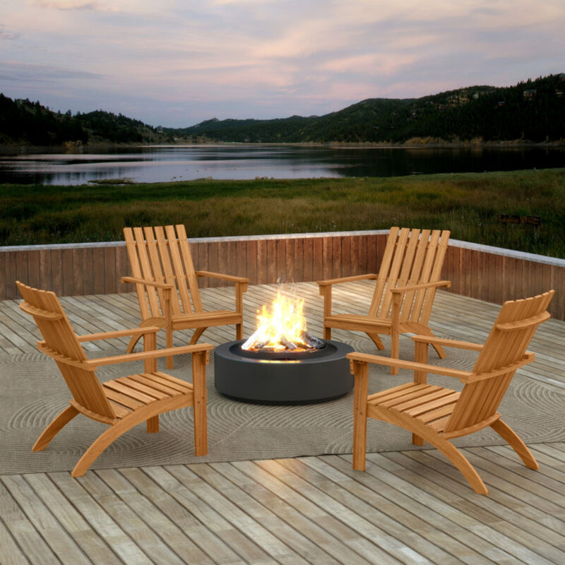 Classic Patio Adirondack Chair with Ergonomic Inclined Seat and Tall Backrest-Natural image number 4