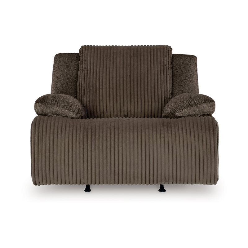 Vincent Manual Rocker Recliner Chair, Chocolate Brown Corduroy Fabric - Benzara