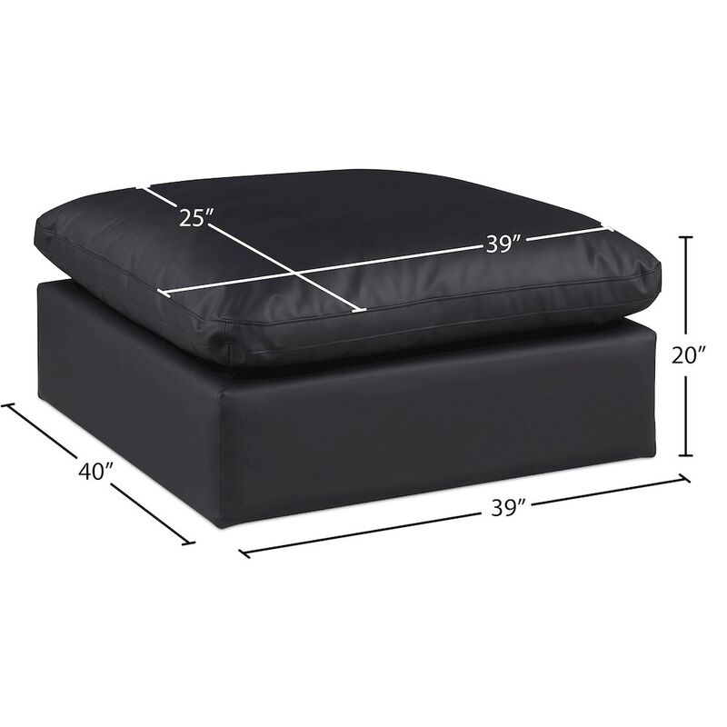 Meridian Furniture Comfy Black Vegan Leather Modular Ottoman