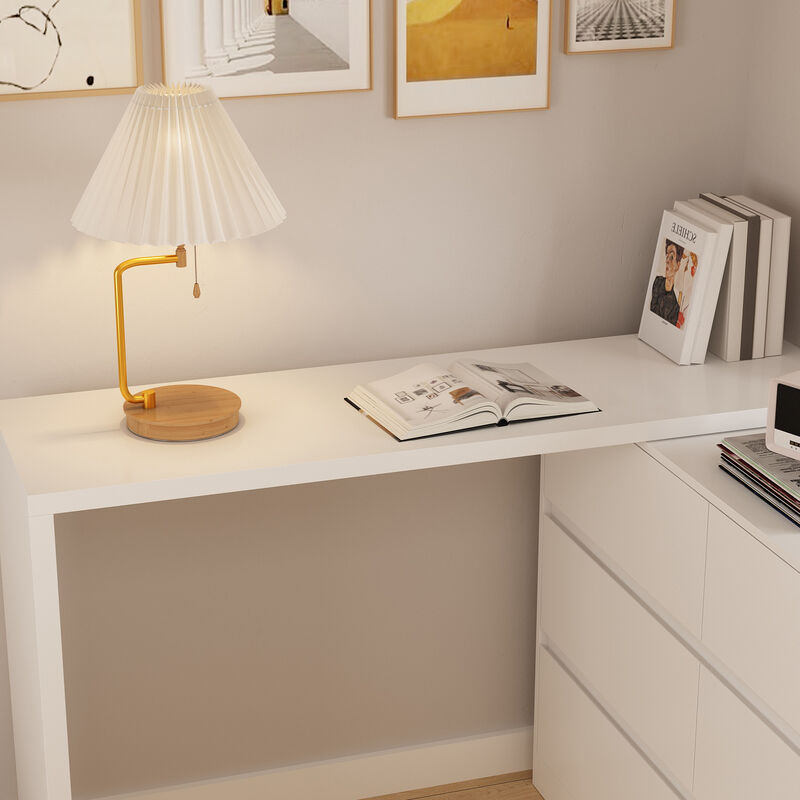 6-Drawer L-Shaped Chest of Drawers Cabinet with Rotatable Desktop 47.2 in. W x 51.2 in. D x 32.7 in. H