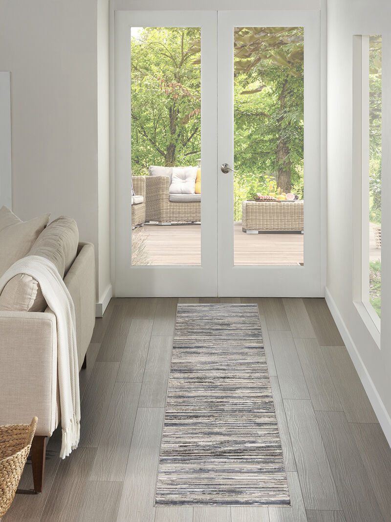 Serenity Home SRH03 Ivory/Gray/Blue 2'2" x 7'6" Rug