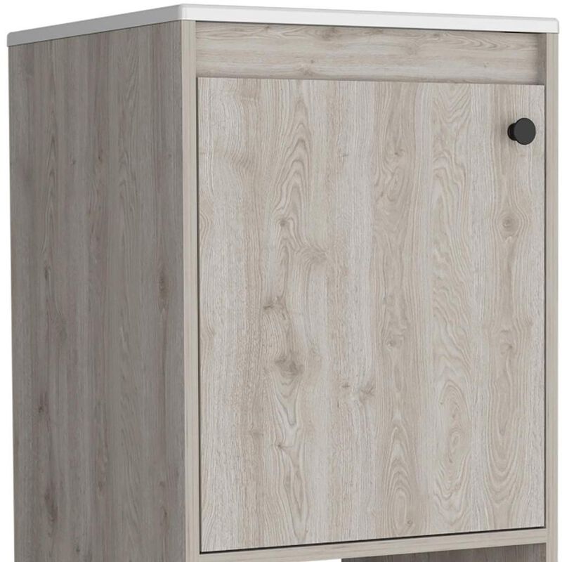 HomeRoots 18" Light Gray Wood Freestanding Single Door Bathroom Vanity With White Sink image number 2