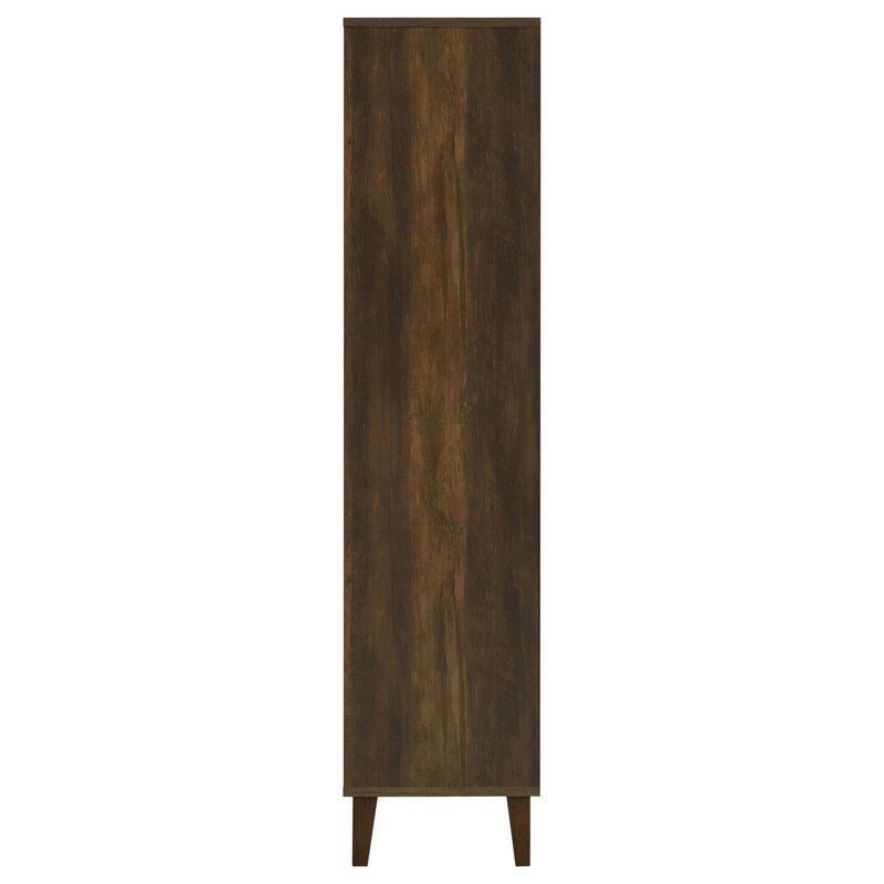 69 Inch Tall Accent Cabinet, Vertical Slatted Design, Brown and Black  - Benzara