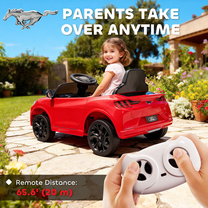 BreeBe 12V Kids Ride On Car, Licensed Ford Mustang Mach-E Electric Car with Remote Control, LED Light, Music image number 4