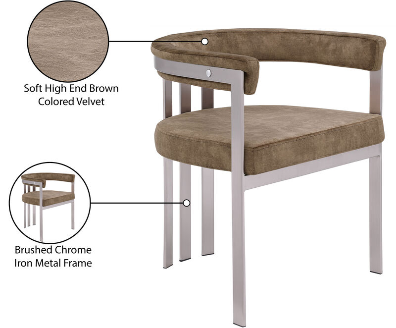 Meridian Furniture Marcello Brown Velvet Dining Chair, Set of 2