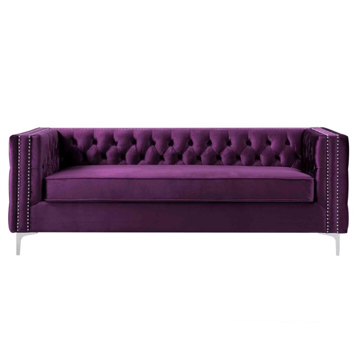 Inspired Home Clarinda Velvet Sofa
