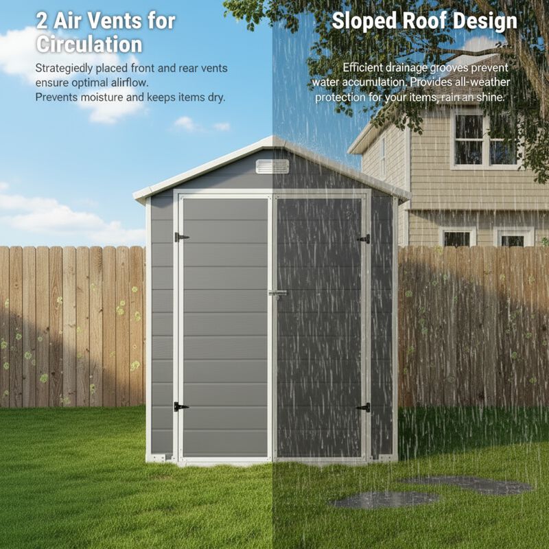 WOW PIONEER Spacious Weather-Resistant Outdoor Storage Shed with Lockable Doors, Built-In Floor, Ventilation Ports and Side Windows image number 9