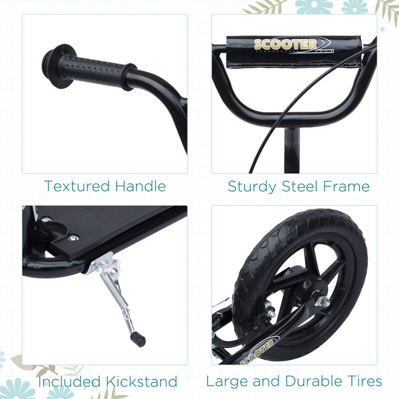 BreeBe Kick Scooter with Adjustable Height Handlebar, Non-slip Footplate, Big Wheels, Rear Brake image number 6