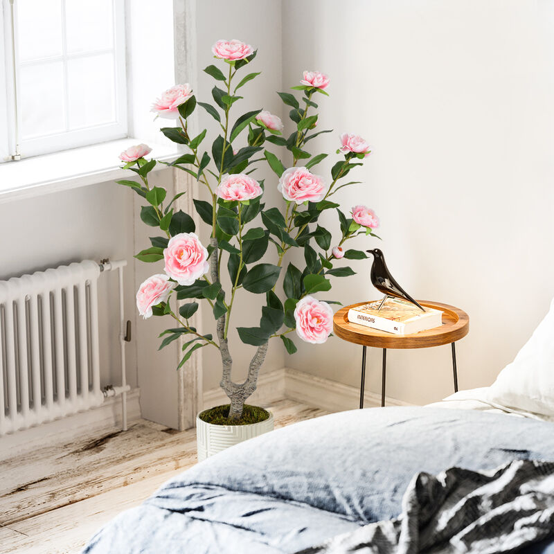 Faux Camellia Flower Tree with Lifelike Blooming Flowers image number 3