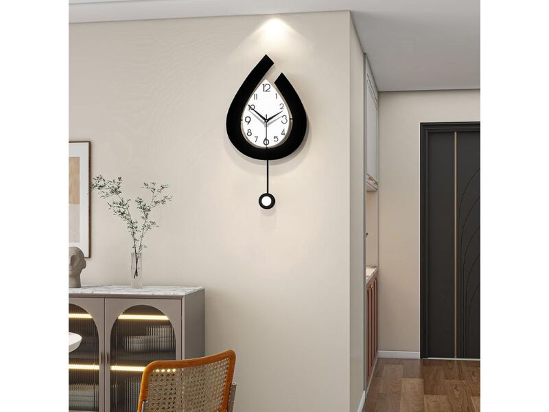 11.8" x 22.4" Decorative Wall Clock - Modern Pendulum Silent Non-Ticking Battery Operated for Living Room & Office image number 1