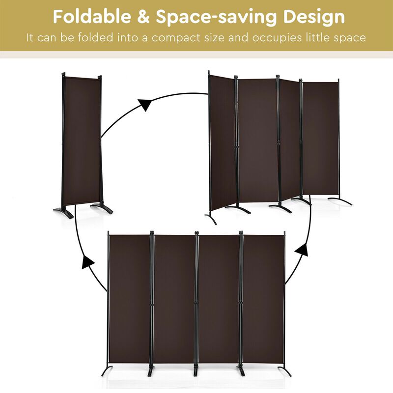 4-Panel  Room Divider with Steel Frame