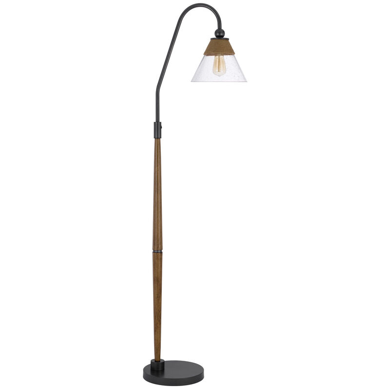 HomeRoots 71" Brown Traditional Shaped Floor Lamp With Clear Transparent Glass Empire Shade image number 2