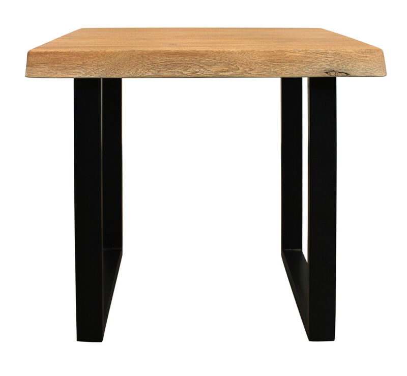 Hivvago 24 Inch Black And Natural Distressed Solid Wood And Iron Square End Table