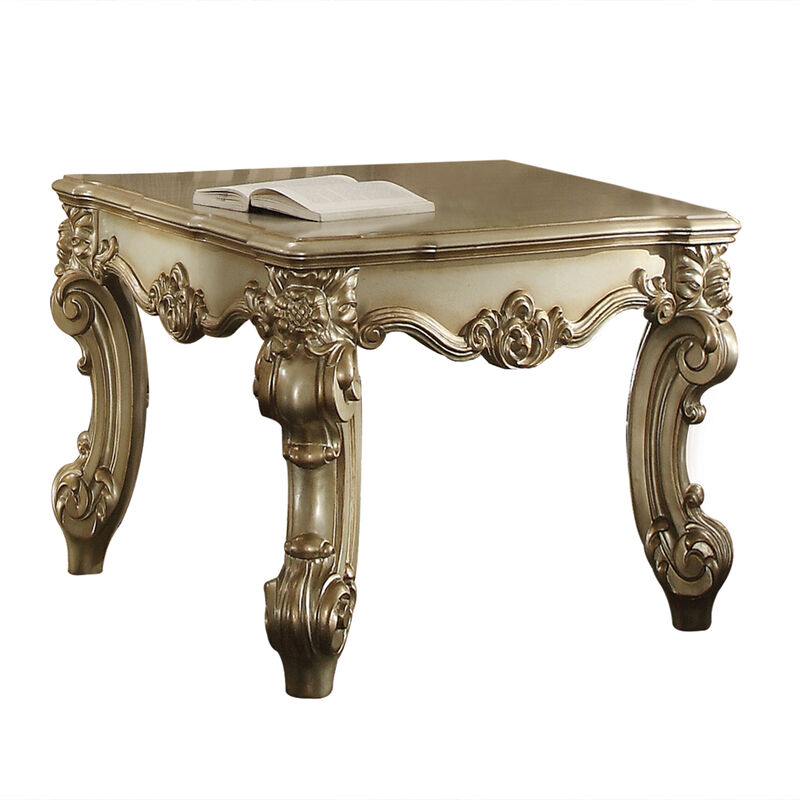 ACME Vendome II End Table - - Gold Patina & Bone