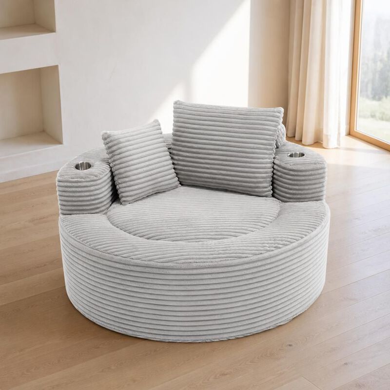 GOODSILO Round Multi-functional Memory Foam Sectional Cloud Sofa Bed Suitable for Small Living Spaces, Apartments and Home Offices image number 2