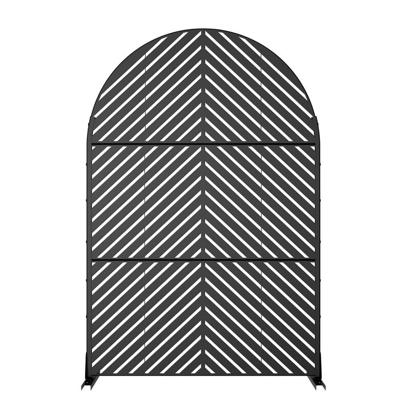 Arched Metal Outdoor Privacy Screen, Freestanding Outdoor Divider Decorative Privacy Fence