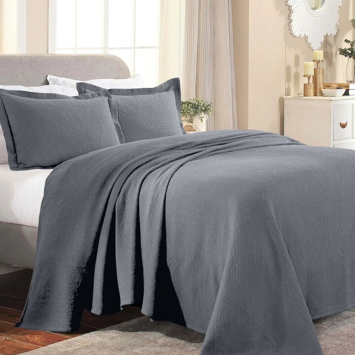 Lightweight Cotton Matelasse Bedspread and Shams Set for Bedroom